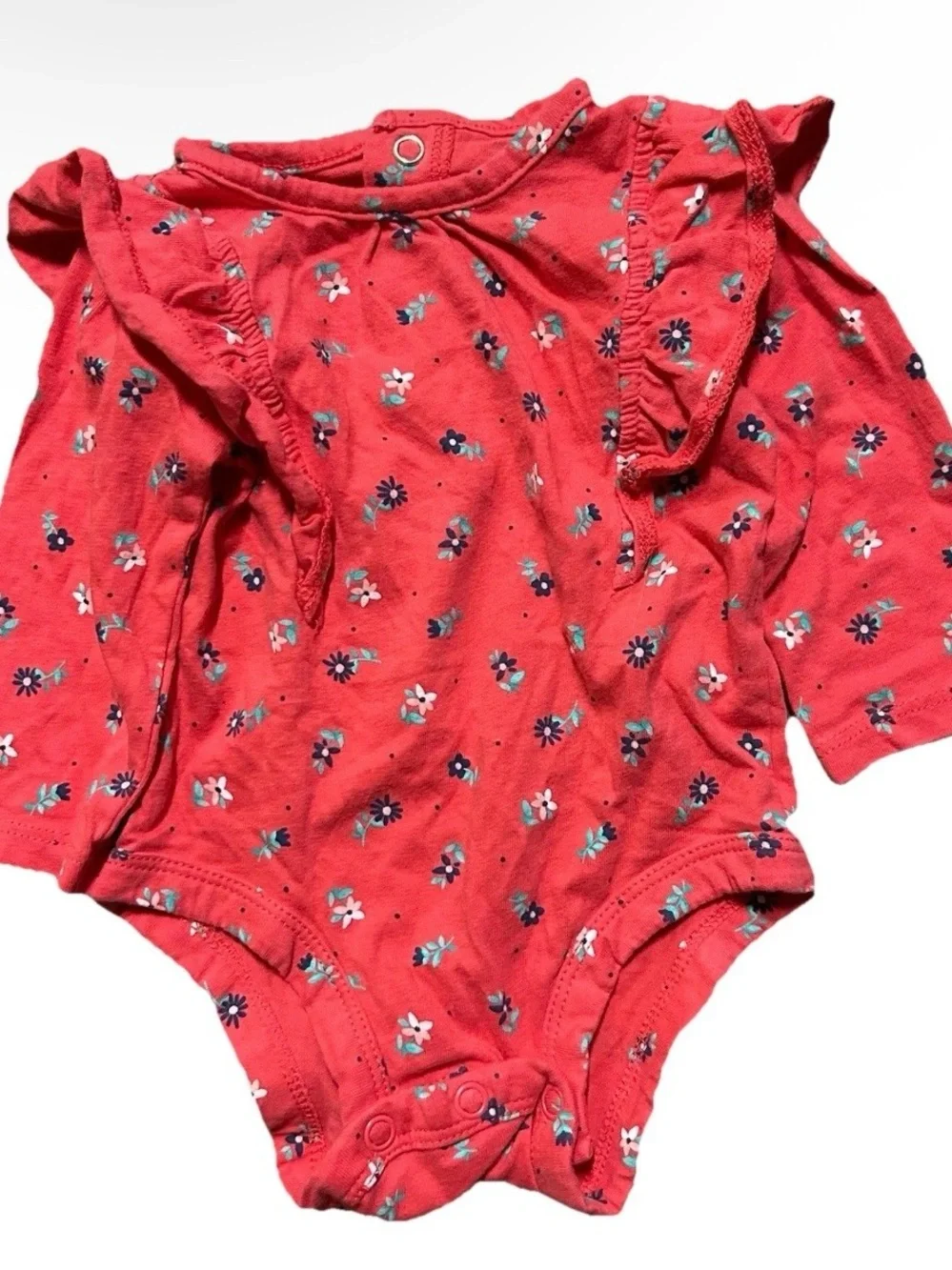 Baby Girl Long Sleeve Bodysuits Ribbed Floral Winter Size 0-3 Months